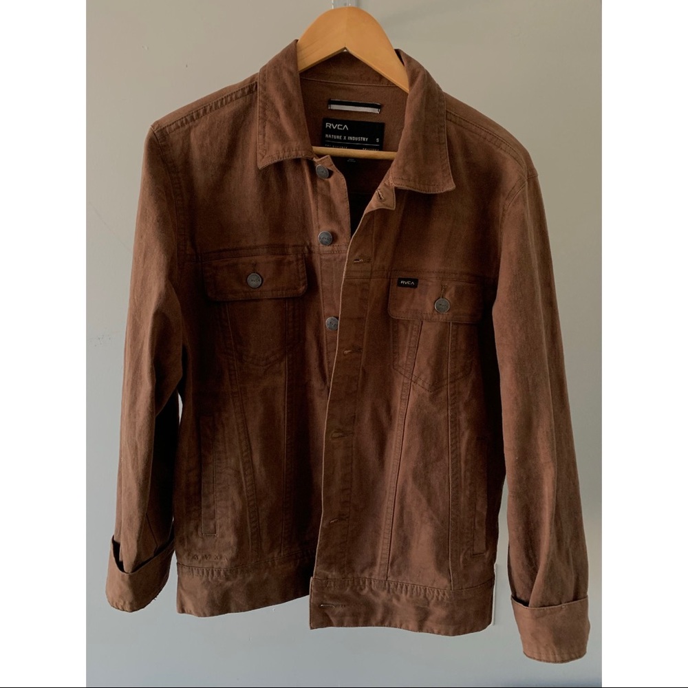 RVCA brown waxed canvas Trucker Jacket
